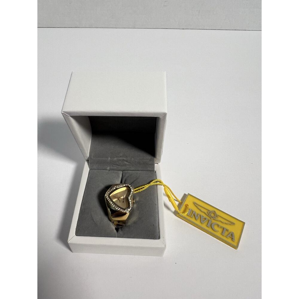 New Invicta Heart-Shaped Gold Flexible Ring Watch – Elegant, Romantic & Unique